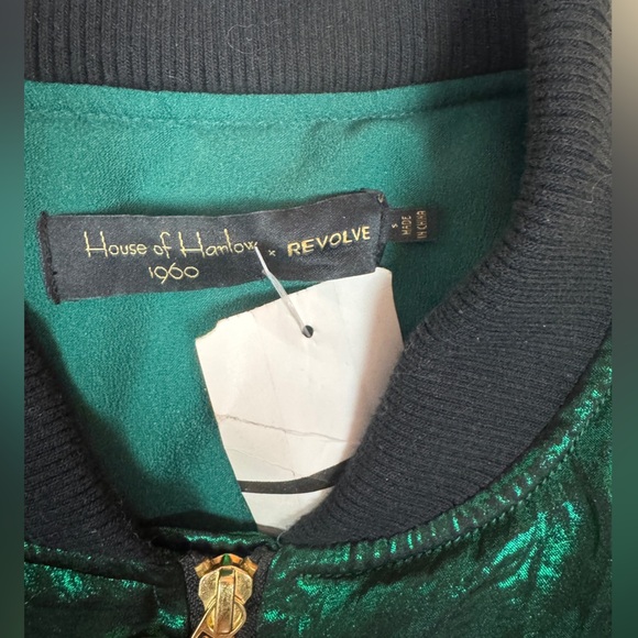 House of Holland Metallic Green Bomber Jacket - Picture 15 of 15